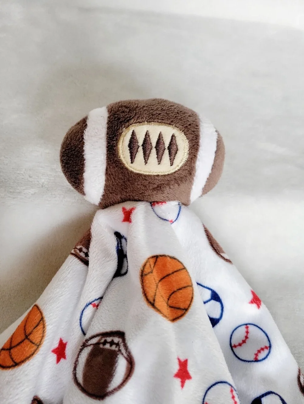 Carter's Plush Sports Themed Football Security Blanket Blue And White 14